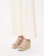 Valentino Rockstud Calfskin Wedge Sandal With Straps 95 Mm - Image 7